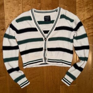 Abercrombie & Fitch Striped Cardigan - White, Green, Blue